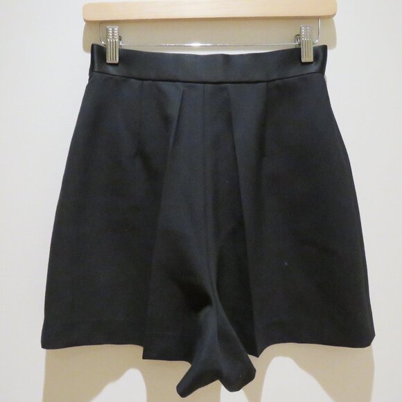 SANDRO Hugo High Waist Button Detail Pleat Shorts in Black Academia Quiet Luxury - Picture 10 of 13